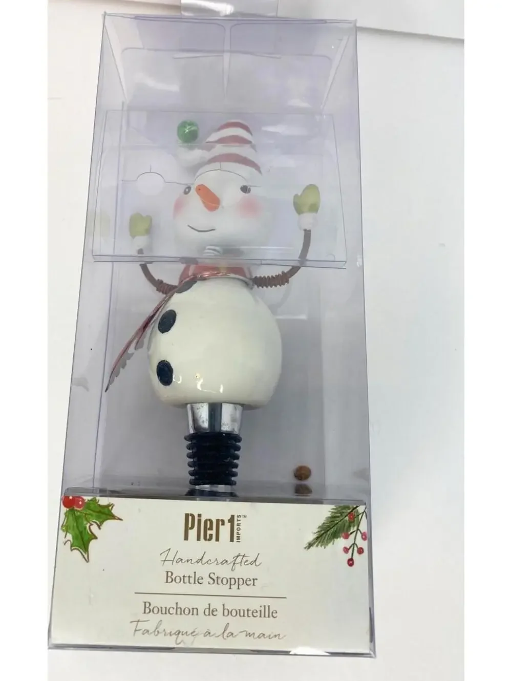 Pier One Snowman Metal Bottle Topper NEW Christmas